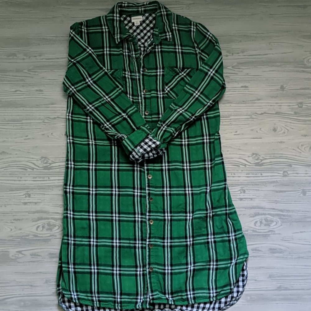 Long sleeve green flannel dress by Merona